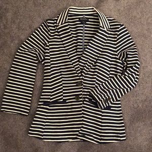 Navy and white striped blazer
